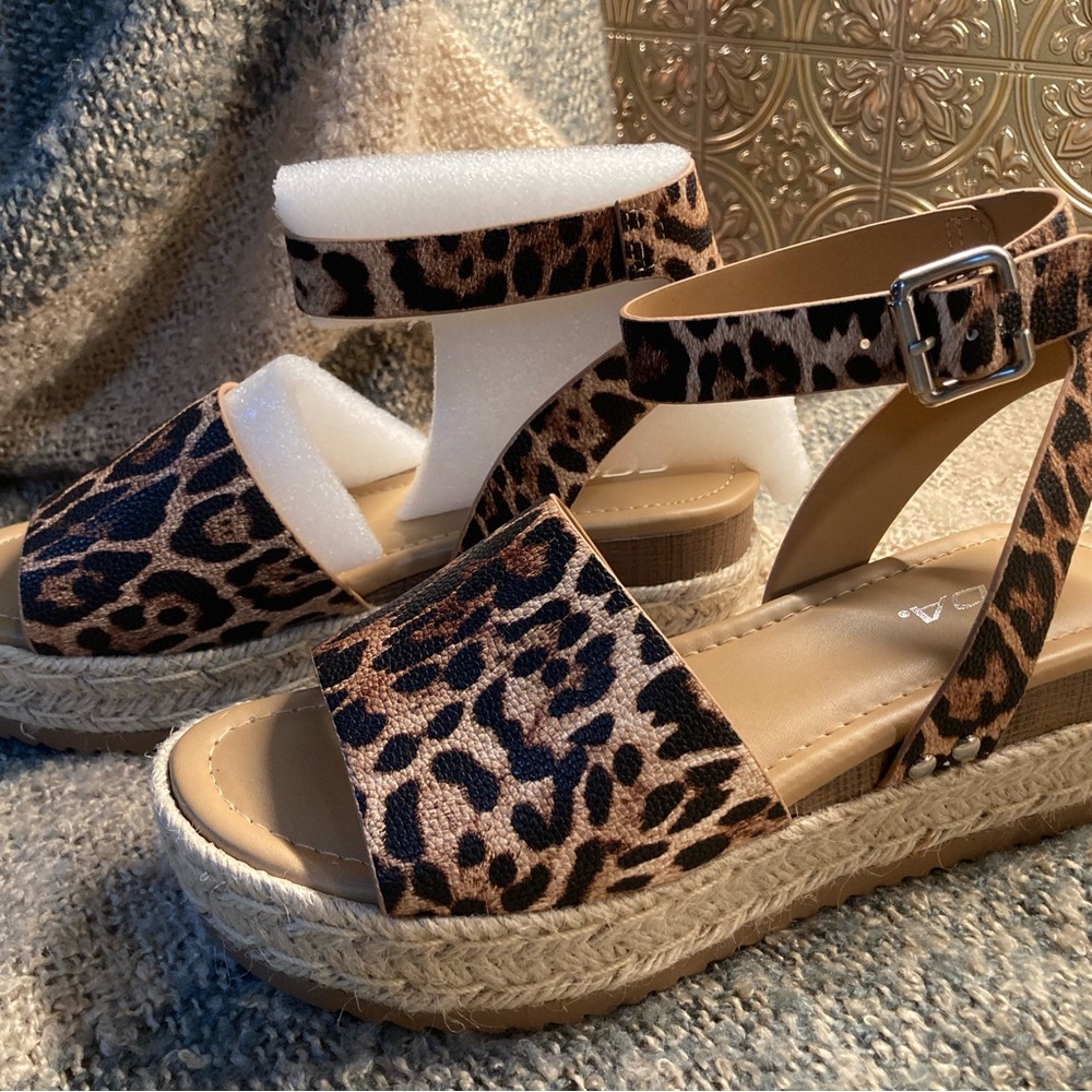 Soda Leopard Print Espadrille Sandals